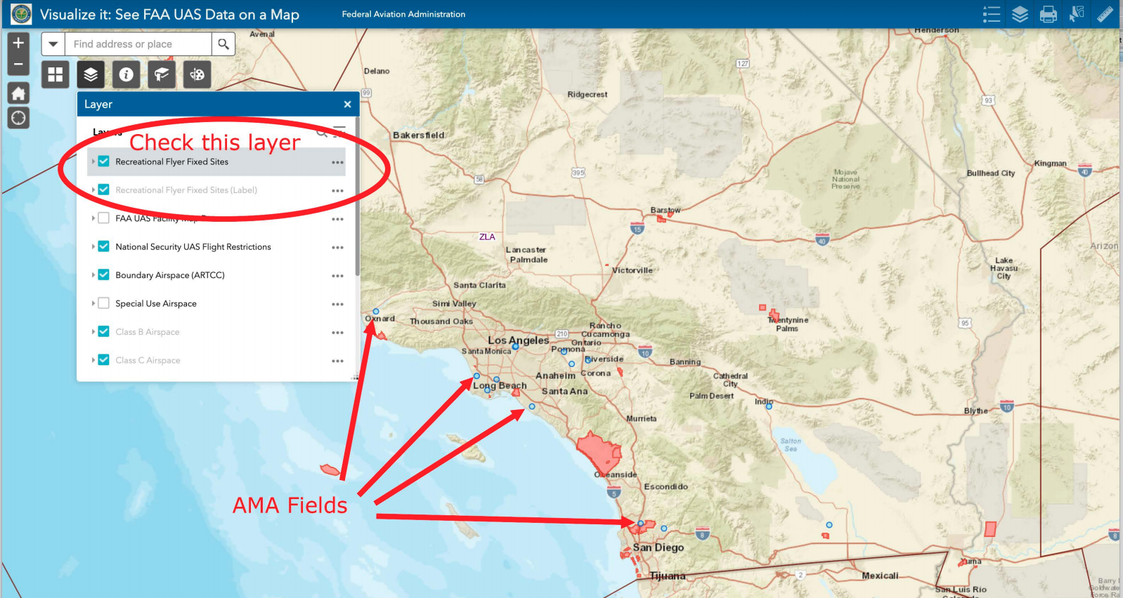 FAA website for hobby drone flights in controlled airspace