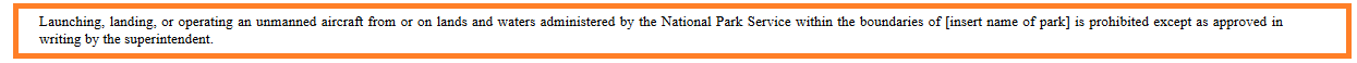 rules for flying in national parks