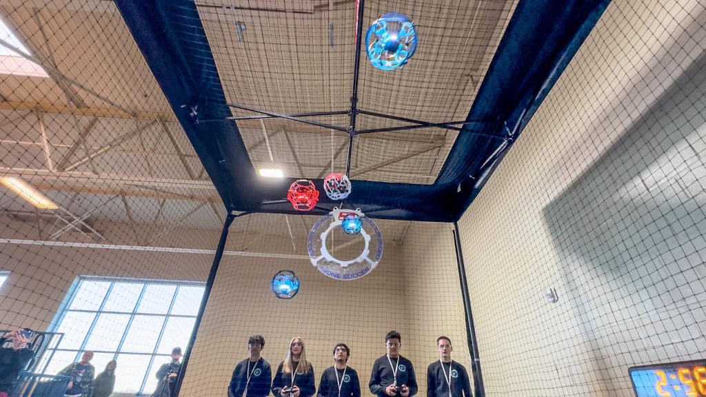 Drone Soccer game being played at Westminster High School in Colorado