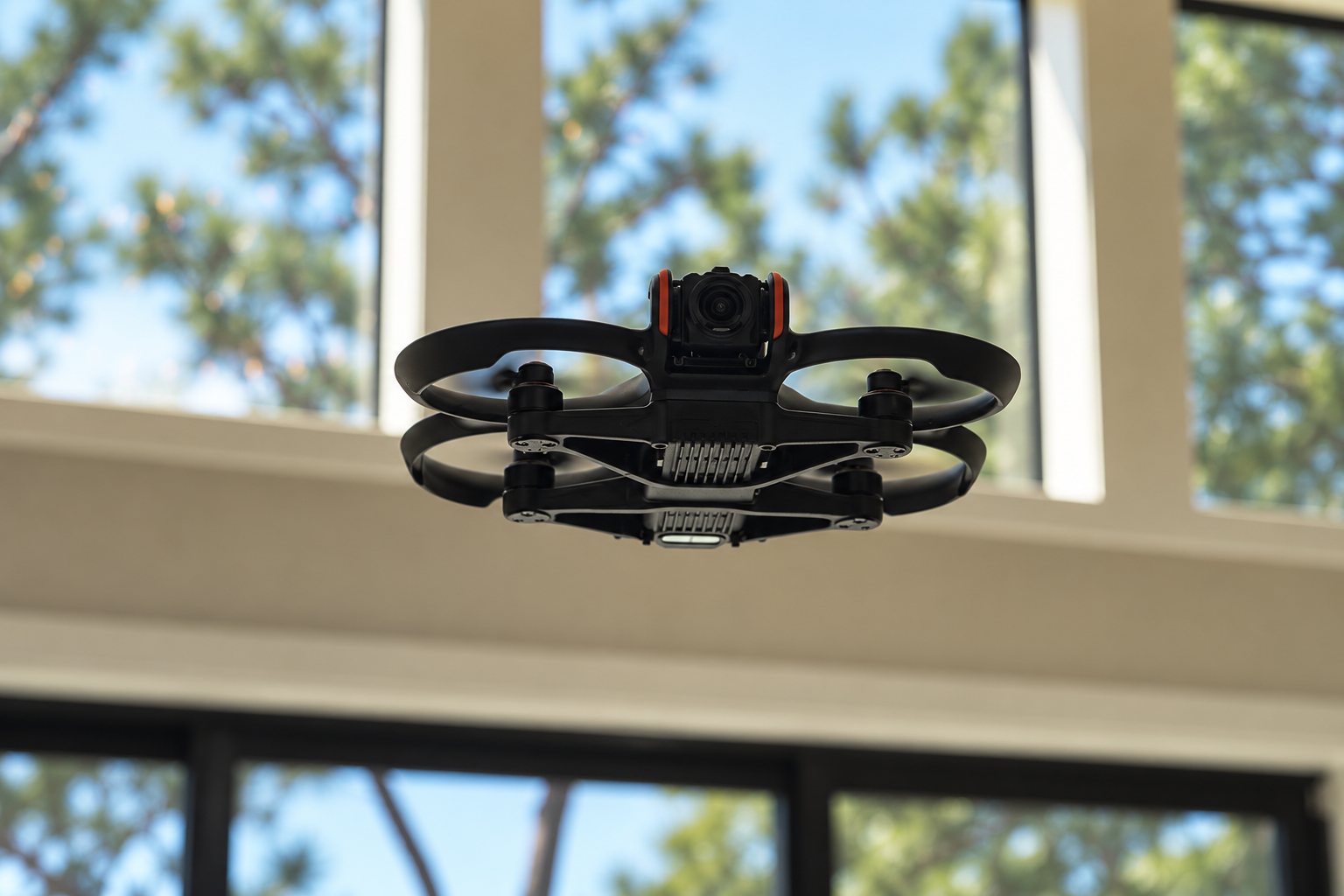 DJI Avata 2 flying indoors during a real estate fly-through